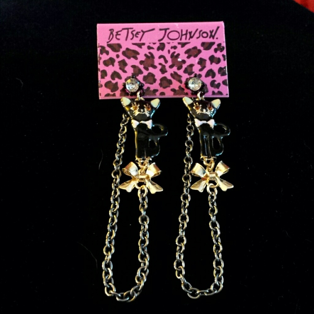 RARE!!  NWT BETSEY JOHNSON BLACK CAT DANGLE